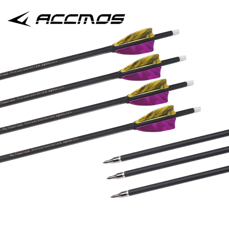 6 ID6 Sp500 Archary Carbon Arrows Turkey Feather 100 125gr Tips