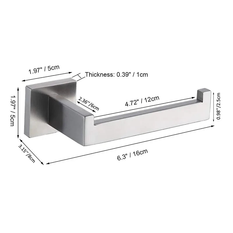 Matte Black Wall-Mounted Toilet Paper Holder – 304 Stainless Steel
