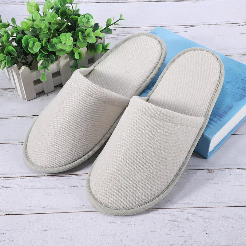 Hotel Disposable Slippers Cotton Linen | Closed Toe Unisex