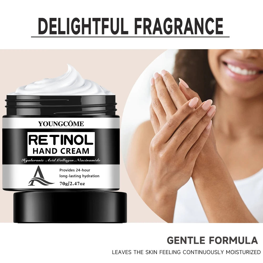 YOUNGCOME Retinol Hand Cream with Hyaluronic Acid & Collagen - 24-Hour Long-Lasting Hydrating Hand Moisturizer 40/70g Peaceful Pleasures Health and Wellness