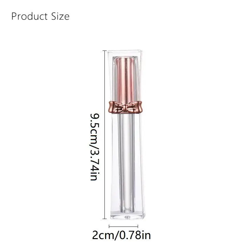 1pcs Empty Portable 3.5ml Lip Gloss Tubes DIY Clear Bowknot Lip Glaze Tubes,Square Rose Gold Cosmetic Packing Container Peaceful Pleasures Health and Wellness