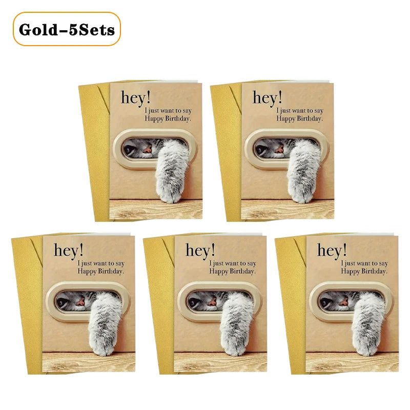 Cute Cat Paw Birthday Card with Envelope & Sticker | 1–40 Sets