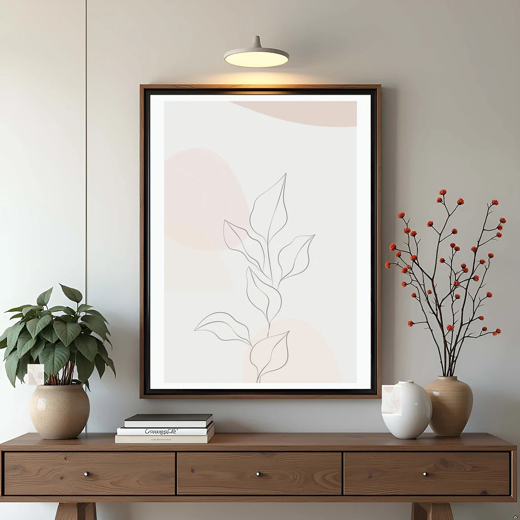 Abstract Boho Wall Art, Plant Leaf Line Art Canvas Painting | Modern Minimalist Poster for Living Room Bedroom Decor Peaceful Pleasures Health and Wellness