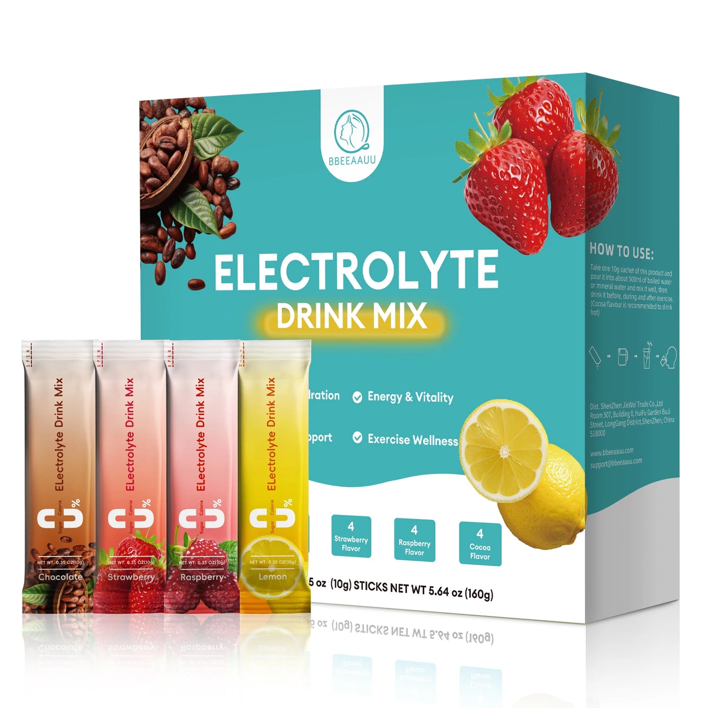 Electrolyte Powder Packets – Sugar-Free Hydration Mix Peaceful Pleasures Health and Wellness 16 pieces 3 box United States