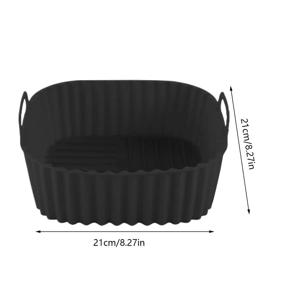 Silicone Air Fryer Liner – Non-Stick Square Reusable Baking Pan Silicone Baking Liner Peaceful Pleasures Health and Wellness Black