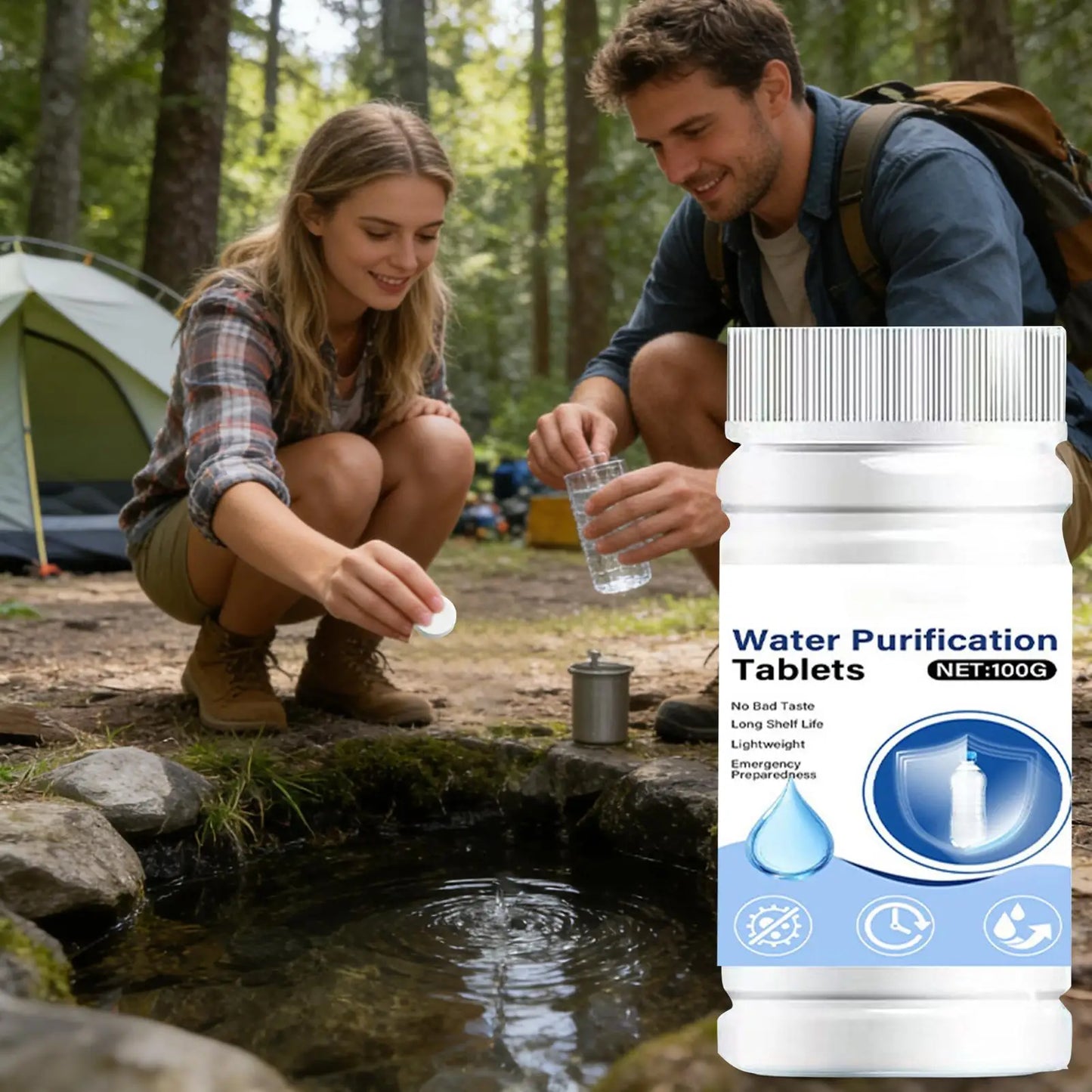 Water Purification Tablets Fast Dissolving Portable Effective Safe Drinking Water Solution For Outdoor Hiking Camping Backpack Peaceful Pleasures Health and Wellness