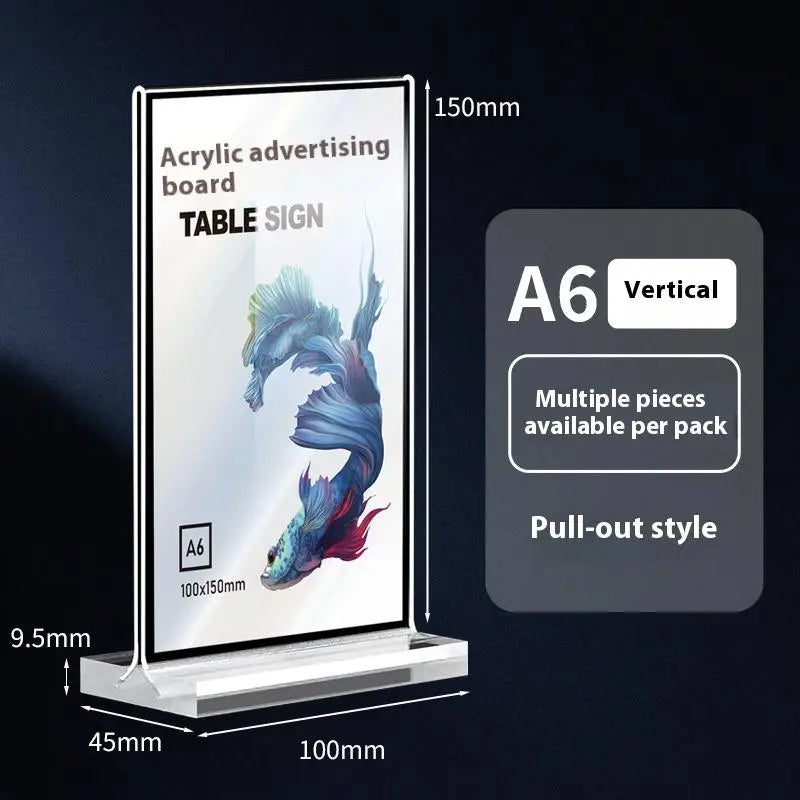 Acrylic Sign Holder A4/A5/A6 Desk Menu & Price Display Stand