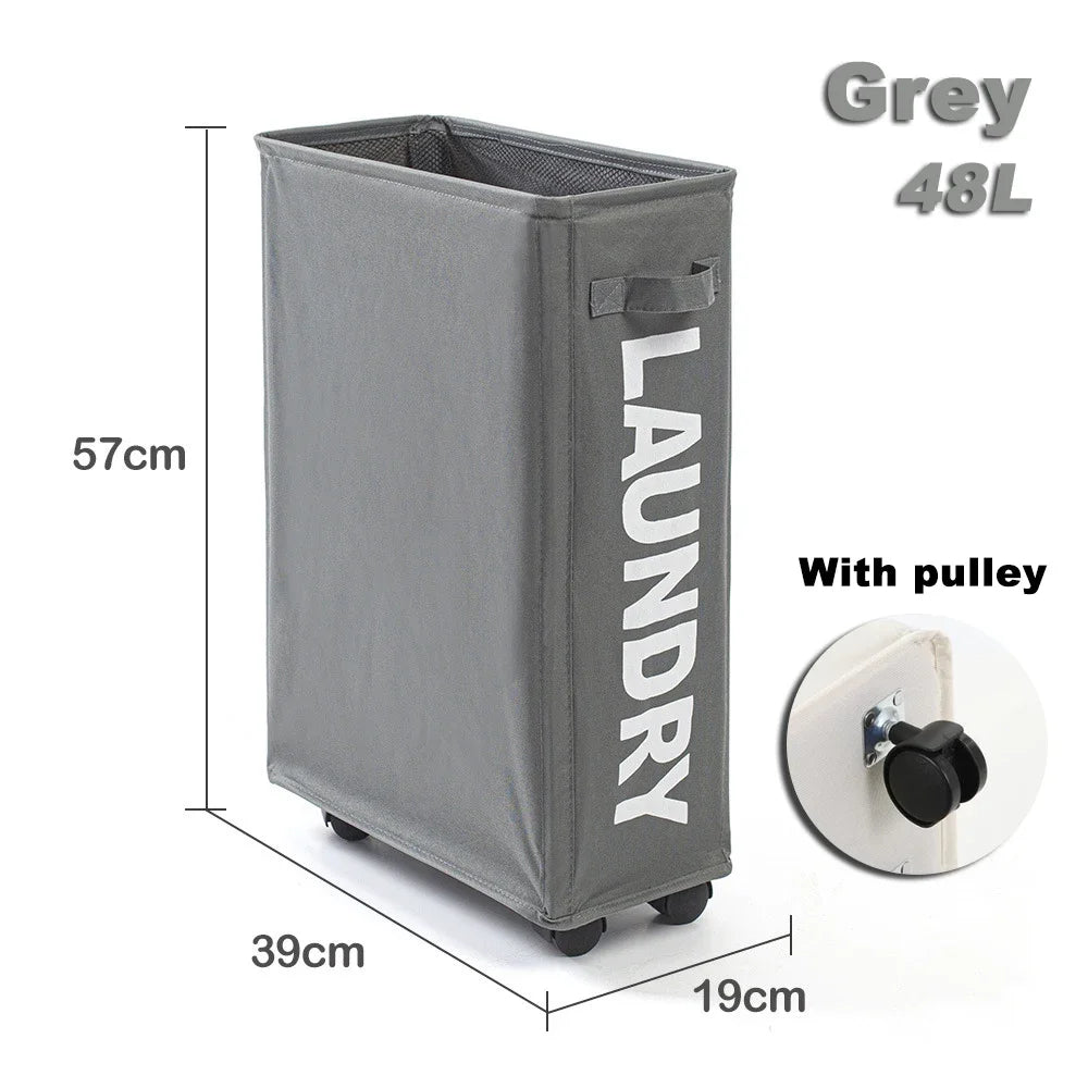 Foldable Laundry Basket with Wheels – Oxford Clothes Storage Box