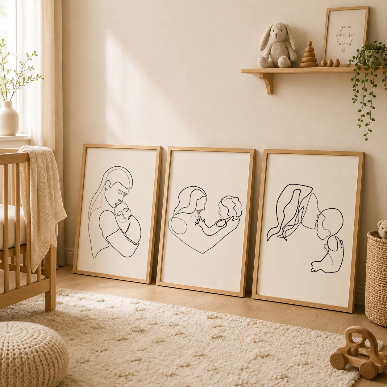 Nordic Mother & Baby Abstract Canvas Wall Art | Minimalist Print Canvas Wall Art Peaceful Pleasures Health and Wellness