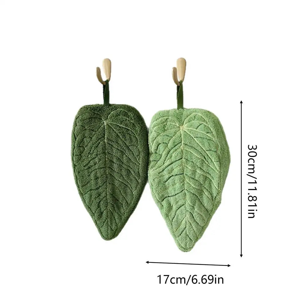 Leaf Hand Towels 2-Pack – Soft Coral Fleece, Absorbent