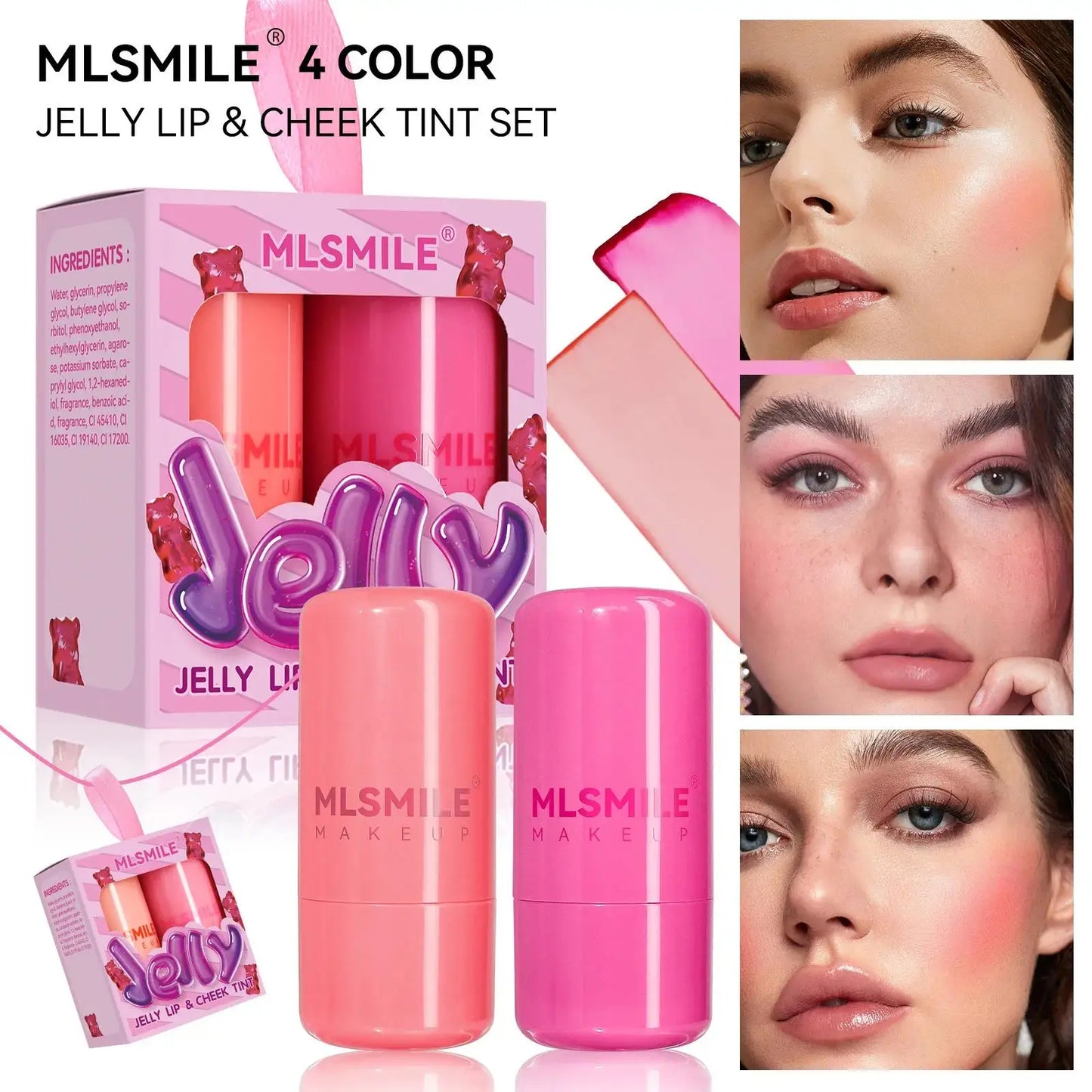 MLSMILE 2-in-1 Jelly Blush Stick Set – Lip & Cheek Tint 2PCS