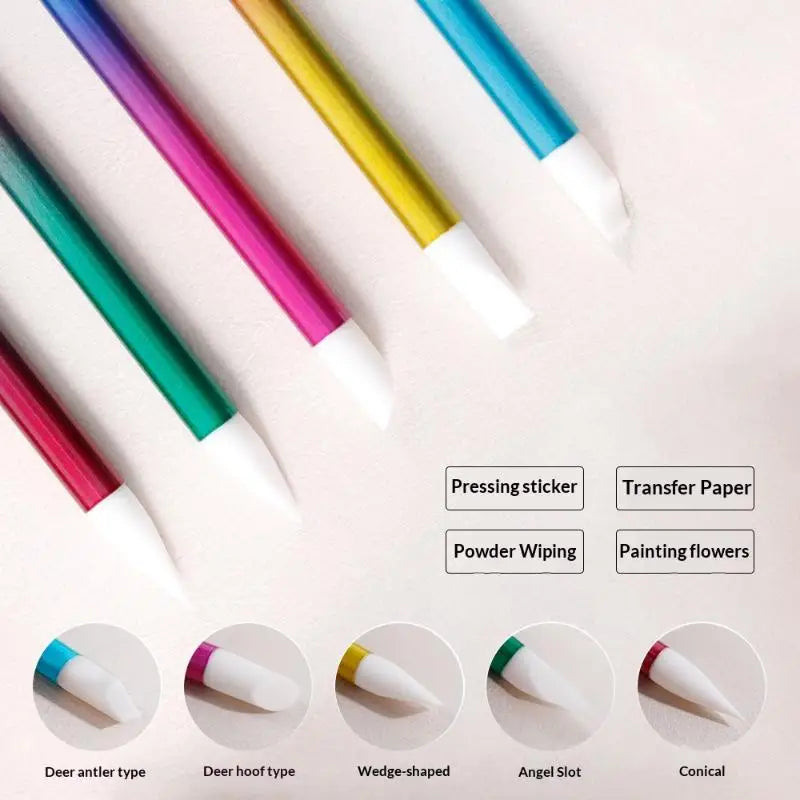 5Pcs Professional Nail Art Silicone Embossing Brush Dual-Head UV Gel Dotting Painting Pen Manicure Clay Sculpting Drawing Tools Peaceful Pleasures Health and Wellness