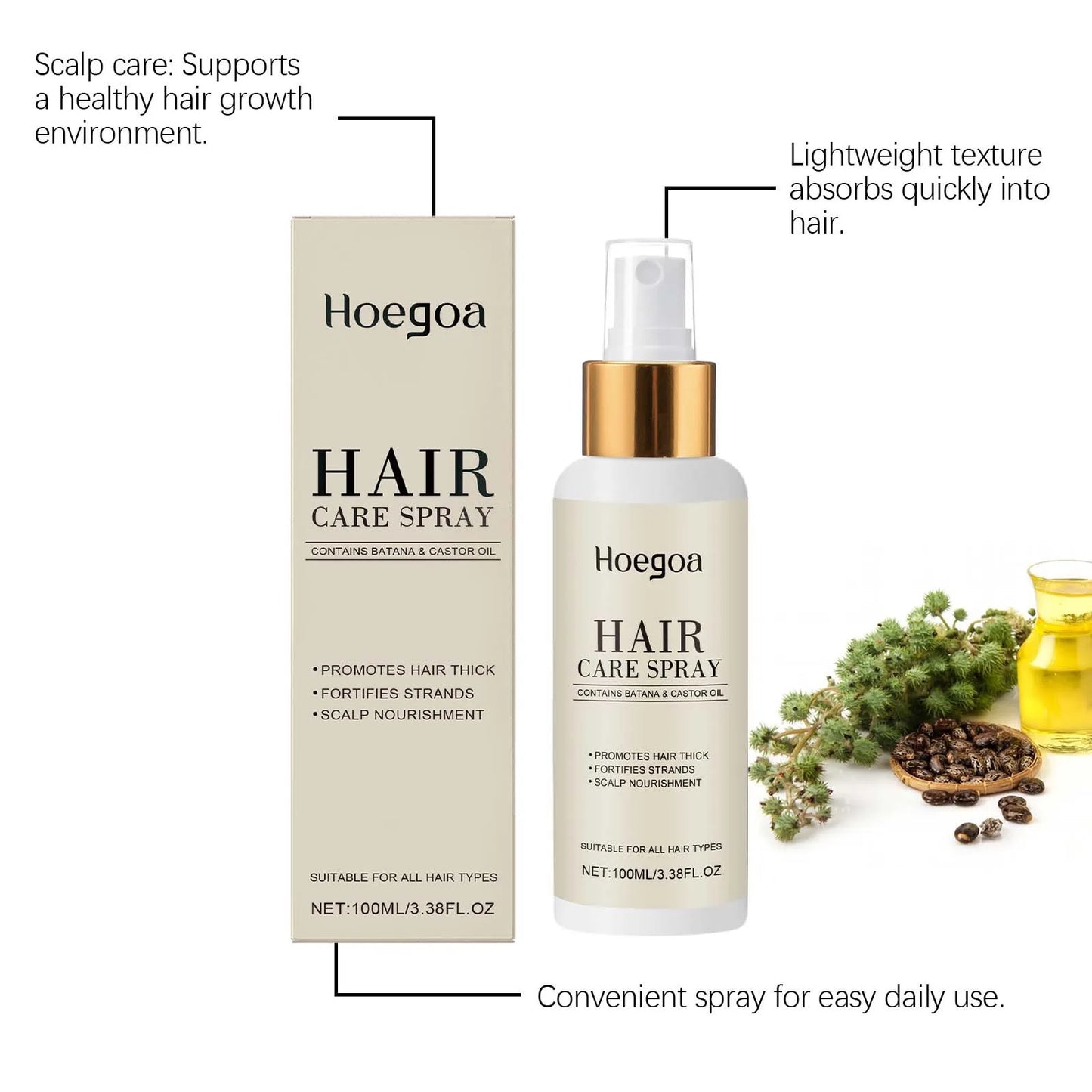 HOEGOA Hair Care Essential Oil Spray Nourishes Smoothes Brightens Refreshes Naturally Lustrous Hair Care Essential Oil Peaceful Pleasures Health and Wellness