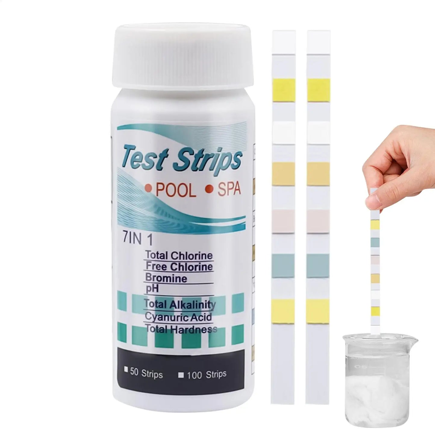 7-in-1 Pool & Spa pH Test Strips 100ct | Chlorine & Alkalinity
