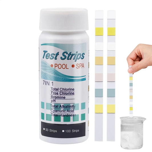 7-in-1 Pool & Spa pH Test Strips 100ct | Chlorine & Alkalinity Pool Water Test Strips Peaceful Pleasures Health and Wellness
