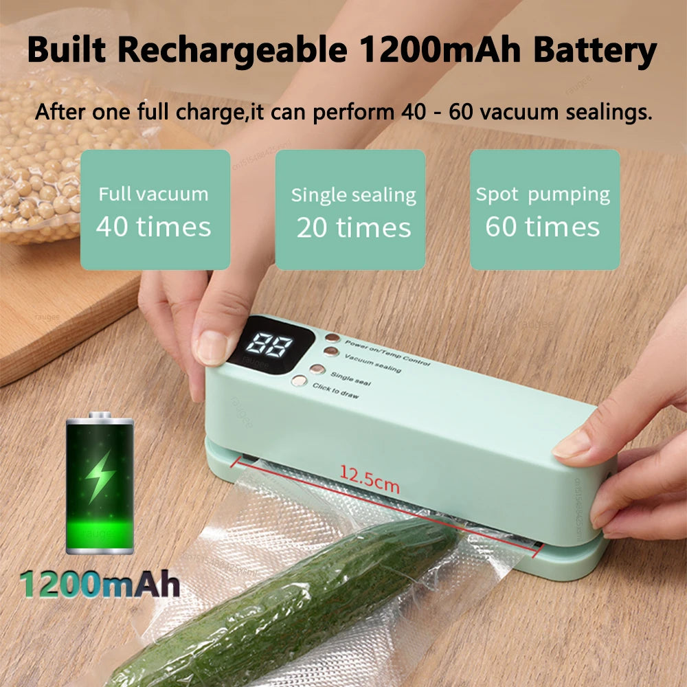 Food Vacuum Sealer USB Rechargeable Package Plastic Bag Mini Heat Sealer Portable Wireless Automatic Food Vacuum Sealing Machine Peaceful Pleasures Health and Wellness