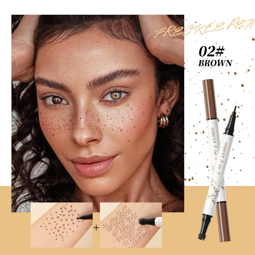 QIBEST Double Head Natural Simulation Freckle Makeup Pen Color Rendering Waterproof Easy To Apply No Shedding 2 In 1 Spot Pen Peaceful Pleasures Health and Wellness 02