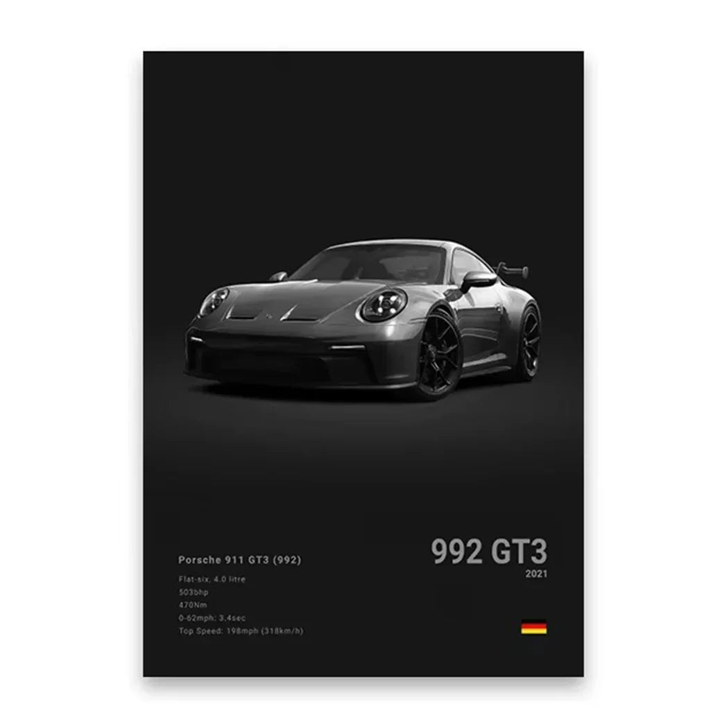 Famous Cars 918 GT3 G63 STO SLS Canvas Wall Art Print Poster Modern Home Decor Unframed Birthday Gift for Car Enthusiasts Peaceful Pleasures Health and Wellness