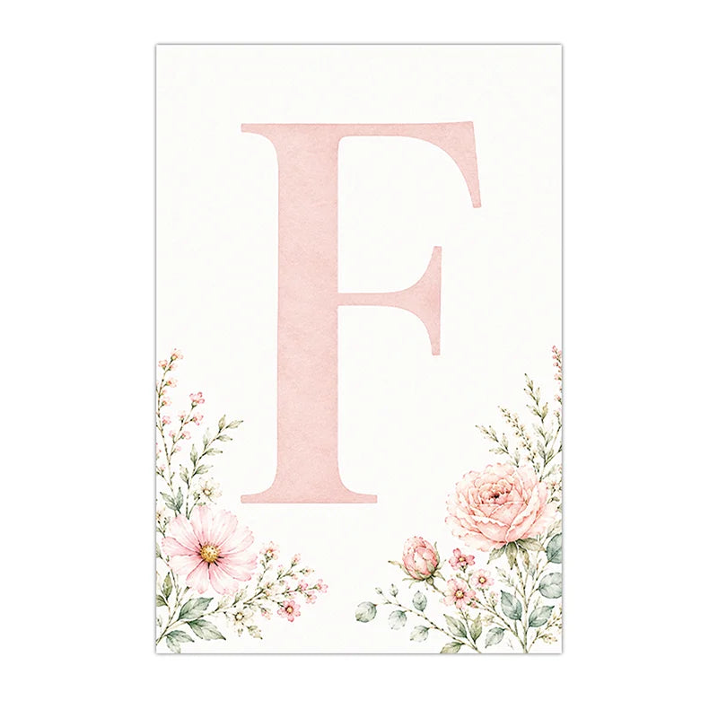 Custom Floral Alphabet Canvas Print | Pink Nursery Wall Art