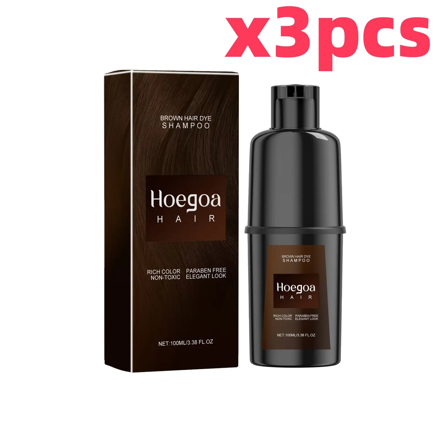 Herbal Hair Dye Shampoo – Nourishing Color in 15 Min, Multi-Shade Peaceful Pleasures Health and Wellness Brown x 3pcs