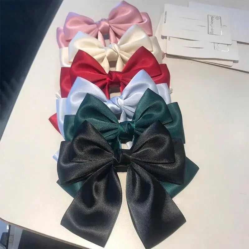 Bow Ribbon Hair Clip – Solid Color Bowknot Barrette for Women