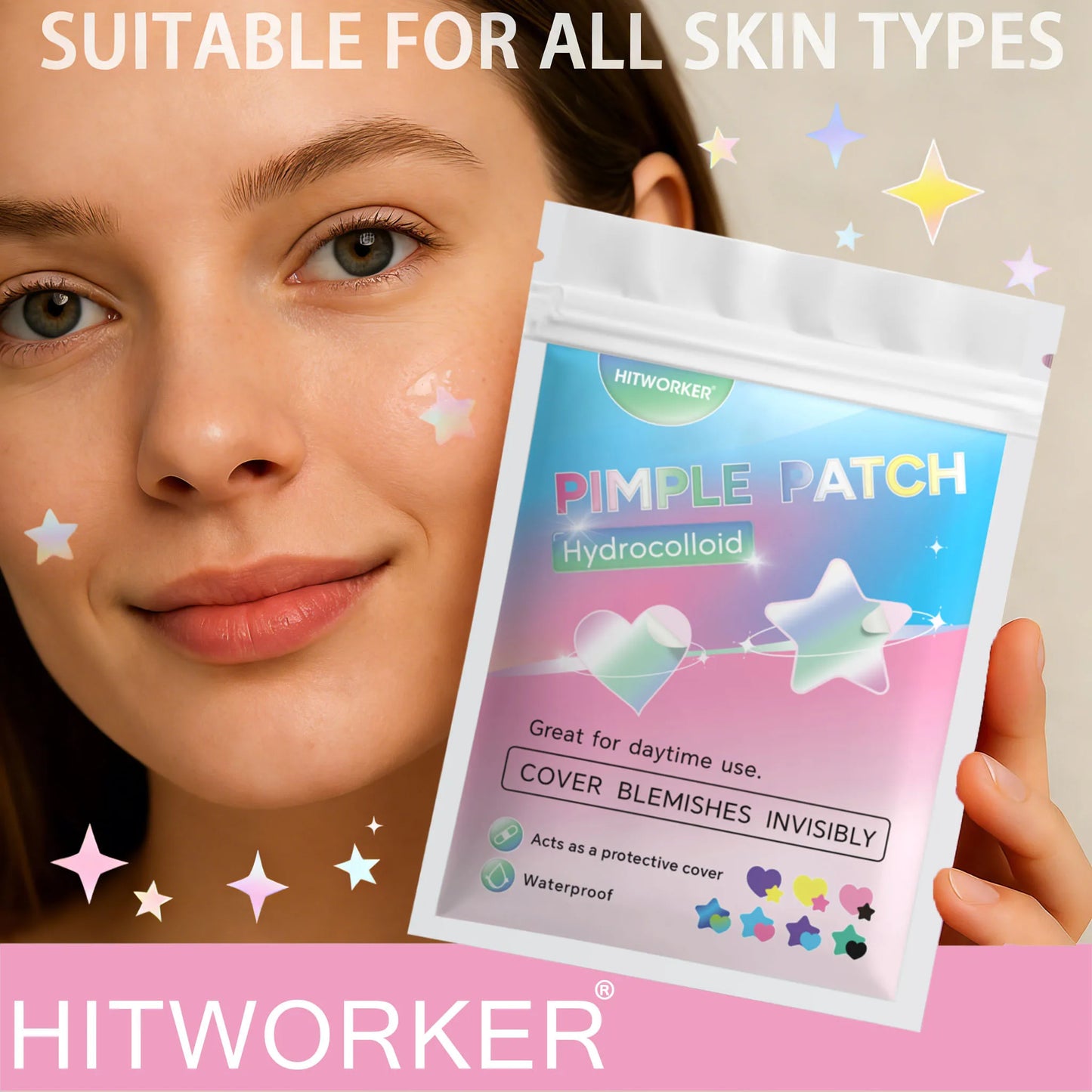 Star & Heart Hydrocolloid Pimple Patches – 252 or 1008 Pcs