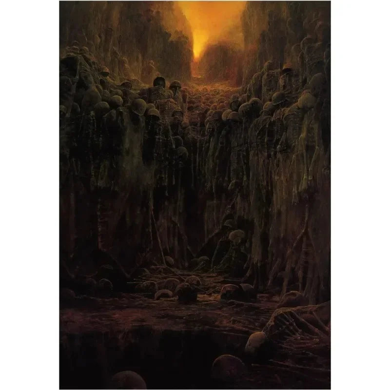 Zdzisław Beksiński Artwork Polish Surreal Dark Poster Prints Canvas Painting Gothic Wall Art for Living Room Home Decor Mural Peaceful Pleasures Health and Wellness 20 30x40cm Unframed