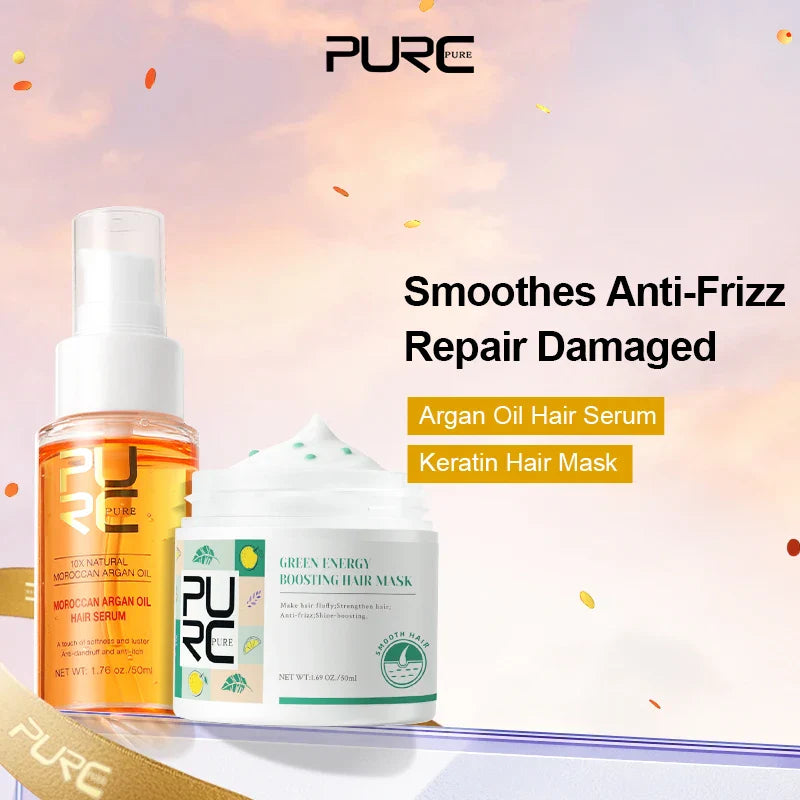 PURC Keratin Hair Mask & Argan Oil Serum | Smooth & Nourish
