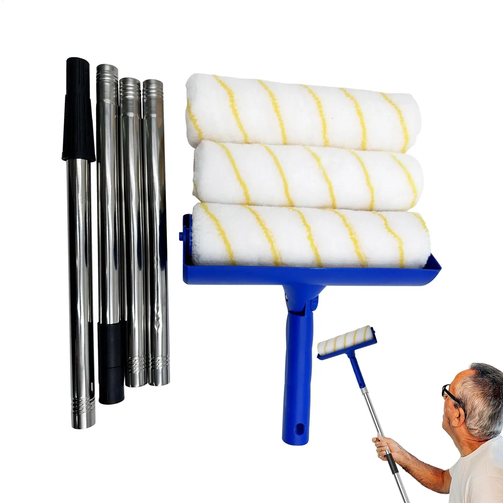 Home Improvement Tool, Paint Roller with Extension Pole & 2pcs Replacement Rollers For Outdoor Indoor Wall Ceiling Painting Peaceful Pleasures Health and Wellness