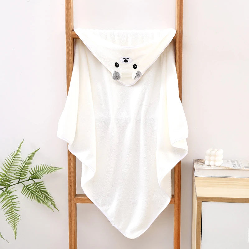 Cute Bath Towel for Baby Soft Absorbent Towel Newborn Swaddle Wrap Baby Blankets for Girls Boys Thick Hooded Bath Towel Cloak Peaceful Pleasures Health and Wellness White 80x80cm