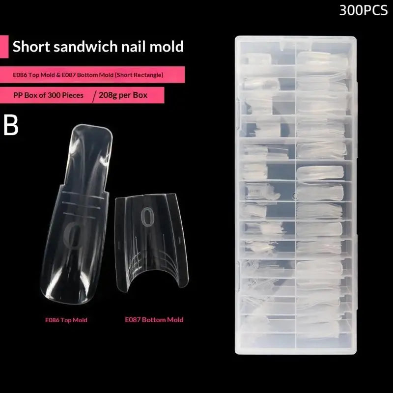 Oval Dual Nail Extension Forms 15 Sizes Sandwich Design 60–300pcs