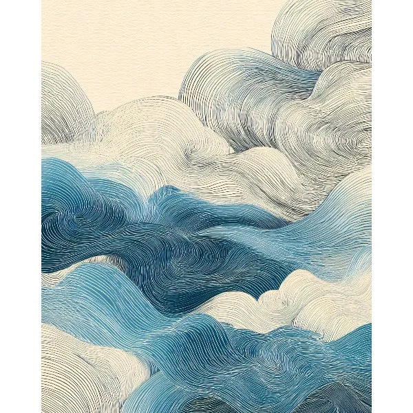 Japandi Wabi-Sabi Zen Abstract Wave Canvas Wall Art Print