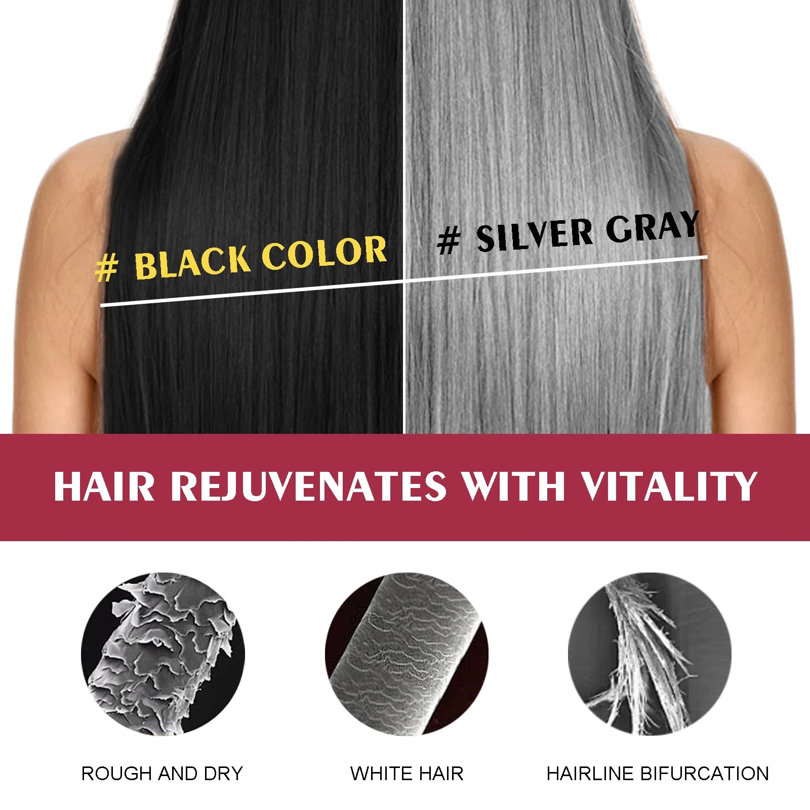 Black Hair Dye Shampoo (Silver Gray) Gentle and Non-Irritating, Moisturizes Scalp, Easy Color Change Hair Shampoo Peaceful Pleasures Health and Wellness
