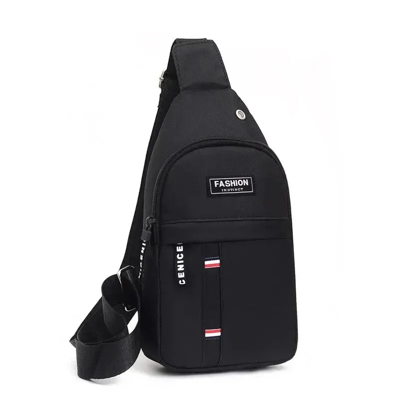 Men's fashionable, convenient, casual, waterproof, adjustable shoulder strap, large capacity waist bag suitable for outdoor acti Peaceful Pleasures Health and Wellness Black