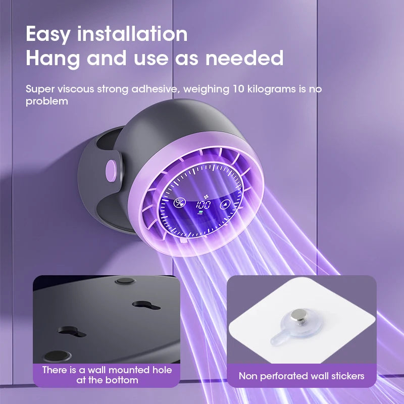 100 Speed Adjustable High Speed Turbine Desktop Wall Mounted Air Circulating Fan Rechargeable Digital Display Peaceful Pleasures Health and Wellness