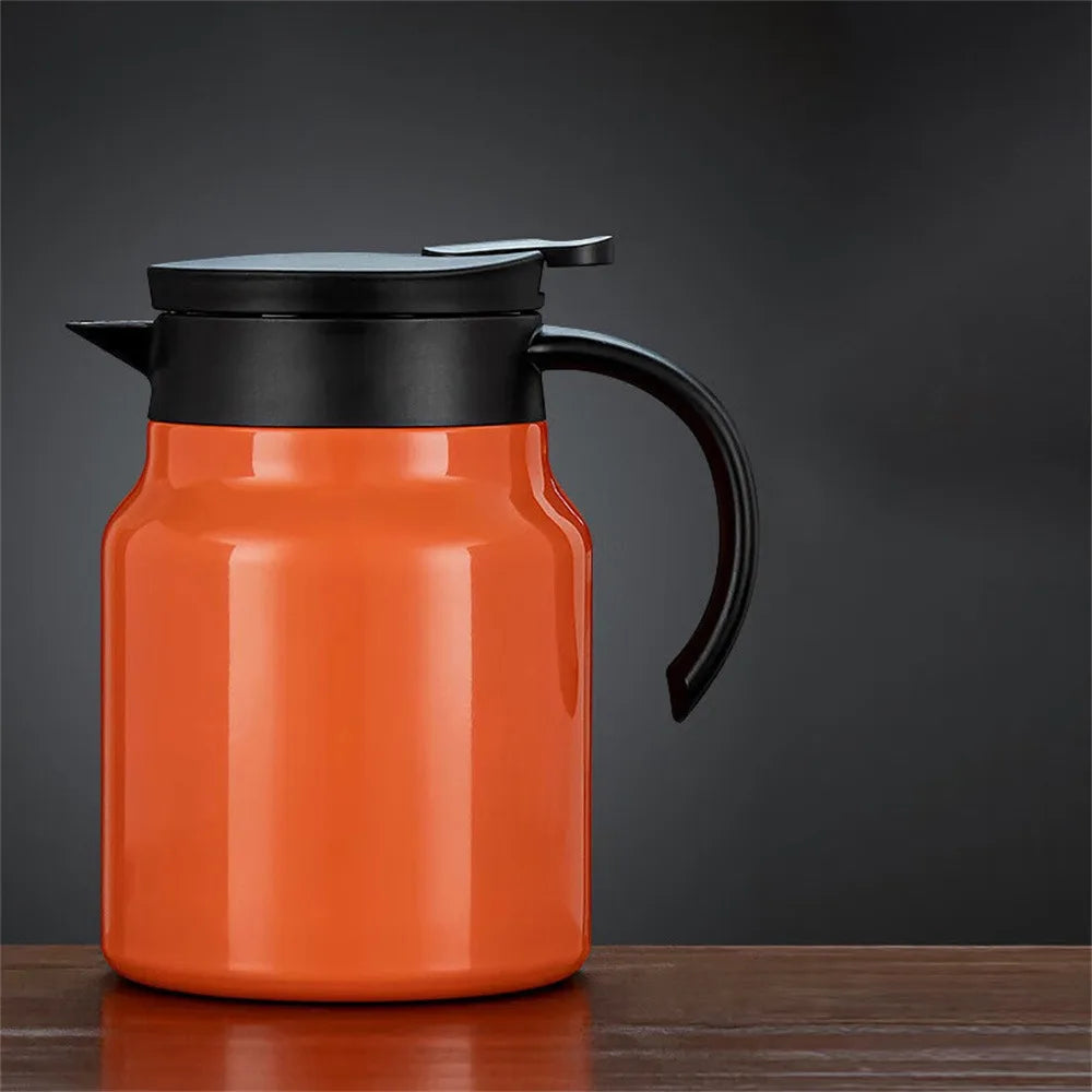 Simple Stainless Steel Tea Pot 1000ml Large Capacity Stewing Teapot Coffee Pot for Home Use Peaceful Pleasures Health and Wellness Orange