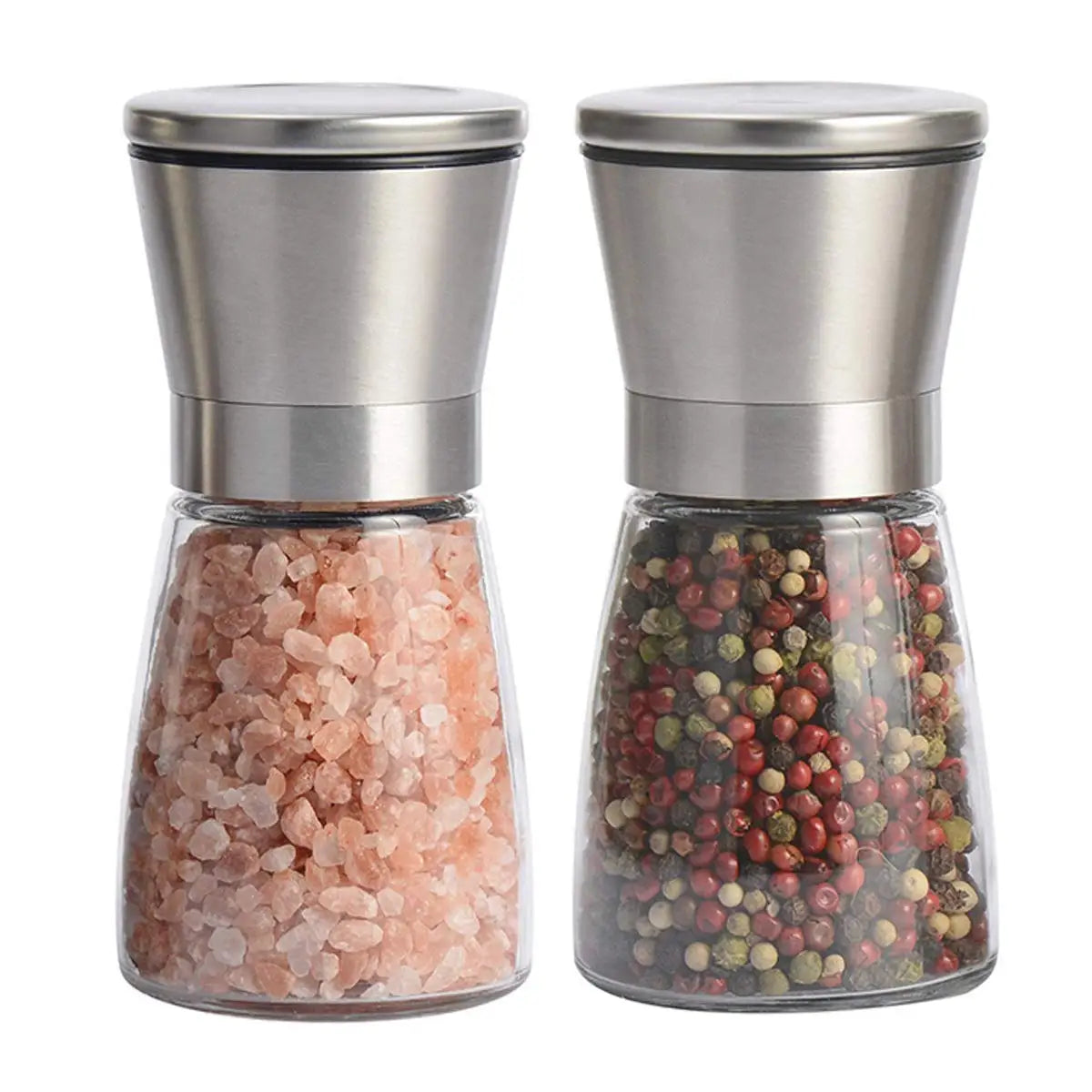 Salt and Pepper Grinder Set of 2, Premium Stainless Steel Spice Mill with Adjustable Coarseness, Manual Pepper Pepper Coffee Peaceful Pleasures Health and Wellness