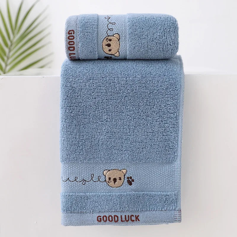 Baby Cotton Bath Towel – Soft Cartoon Bear Washcloth for Newborns