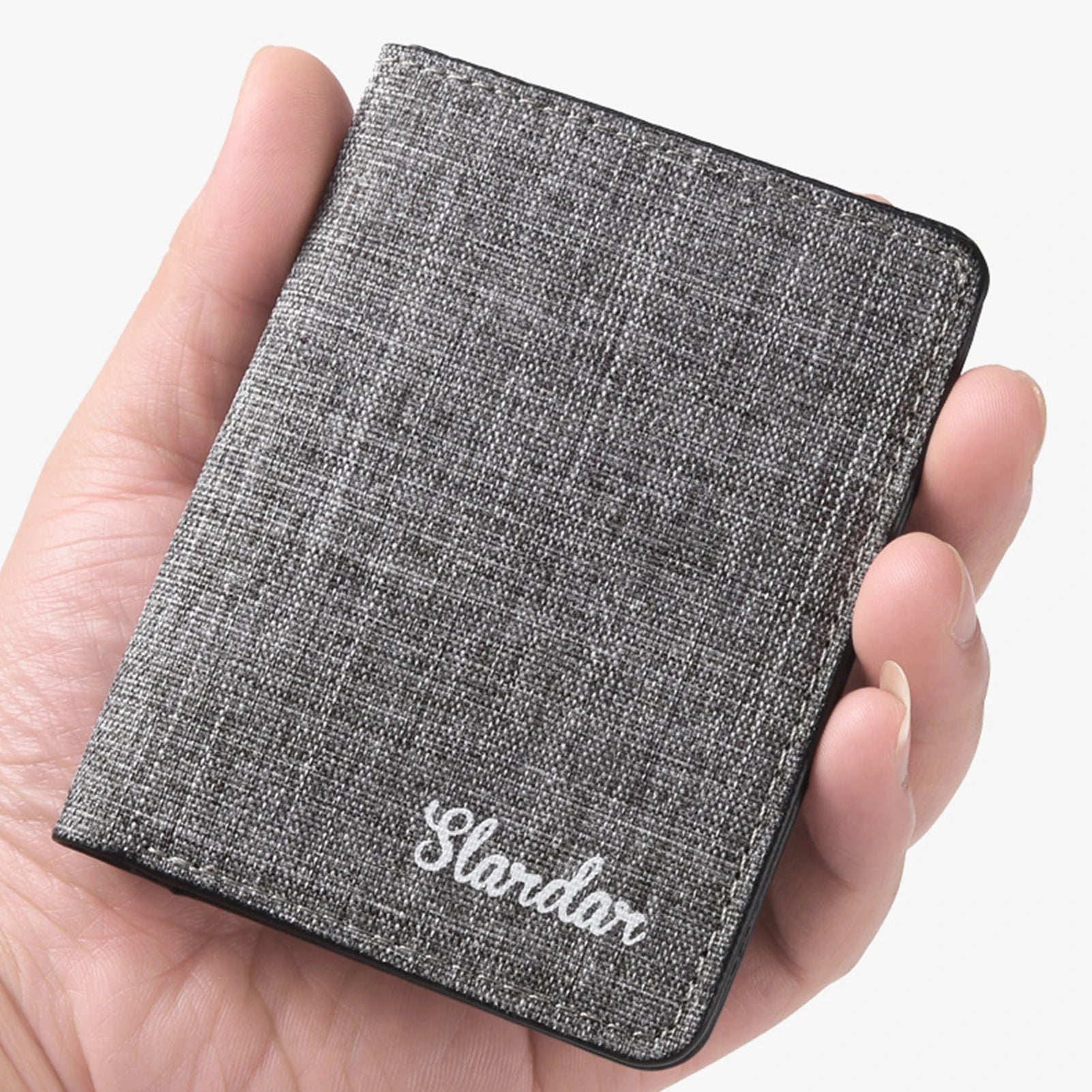 Men's Short Vertical Canvas Wallet Compact Wallet Driving License Storage Bag for Outdoor Traveling Shopping Peaceful Pleasures Health and Wellness