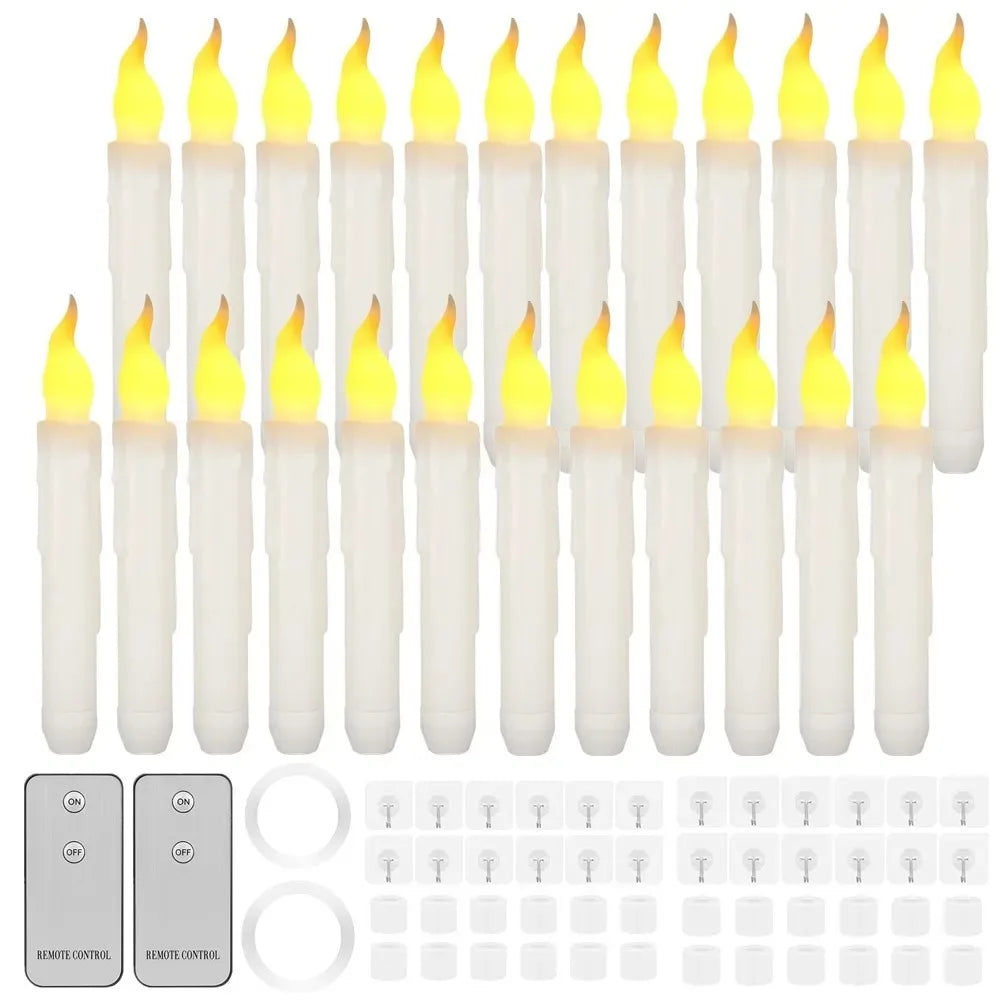 Flameless Flickering Taper Candles With/Without Remote Control Timer Dimmer Battery Operated Candlesticks for Christmas Wedding Peaceful Pleasures Health and Wellness 24Pc with Remote