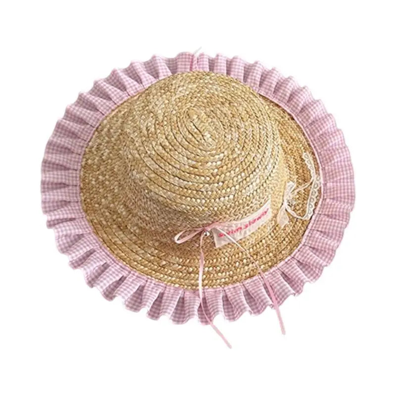 Kids Wide Brim Straw Sun Hat | Bowknot, Adjustable, UV Protection