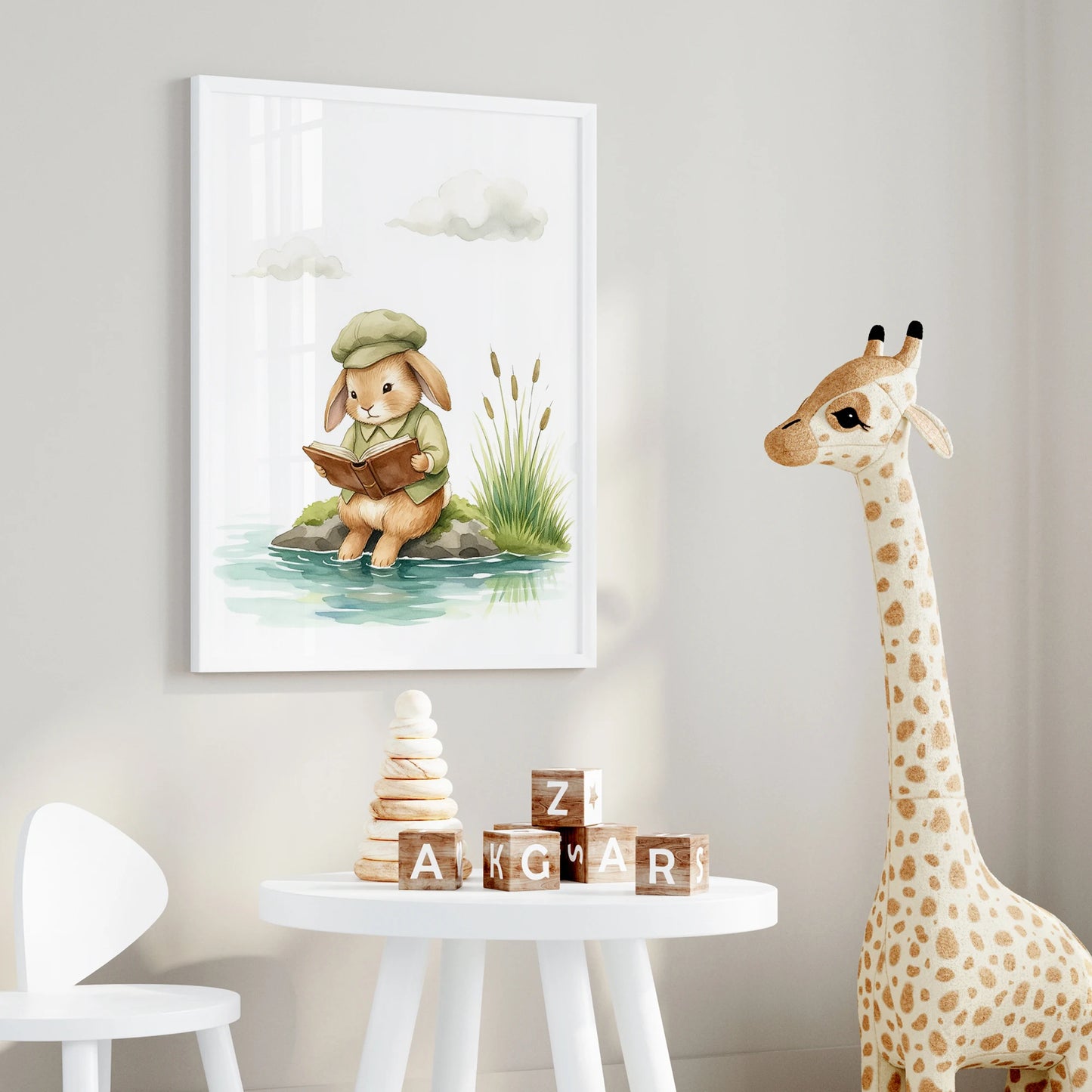 3-Piece Cartoon Animal Canvas Wall Art – Hedgehog Squirrel Rabbit