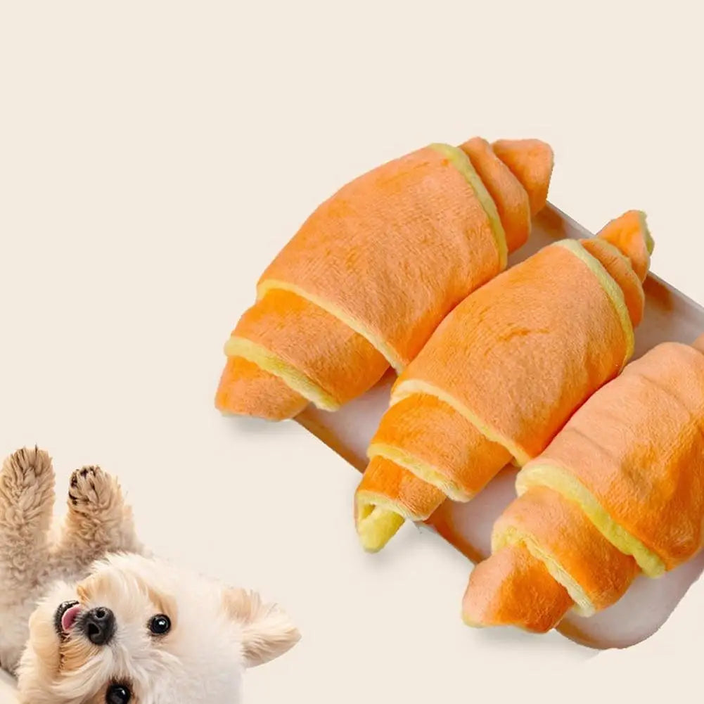 Snuffle Croissant Dog Toy – Plush Squeaky Treat Puzzle
