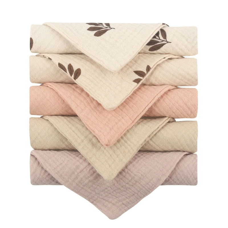 5-Pack Baby Cotton Gauze Washcloths – Soft Burp & Bath Towel