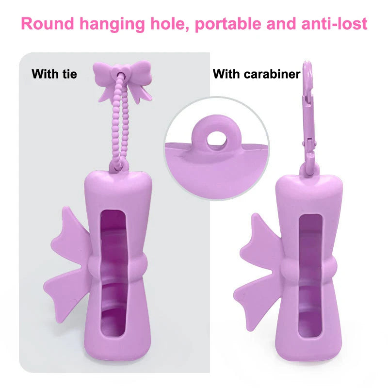 Bow Candy Peanut Shape Silicone Lipstick Cover Keychains Portable Solid Color Lipstick Storage Bag Light Weight Lip Balm Holder Peaceful Pleasures Health and Wellness