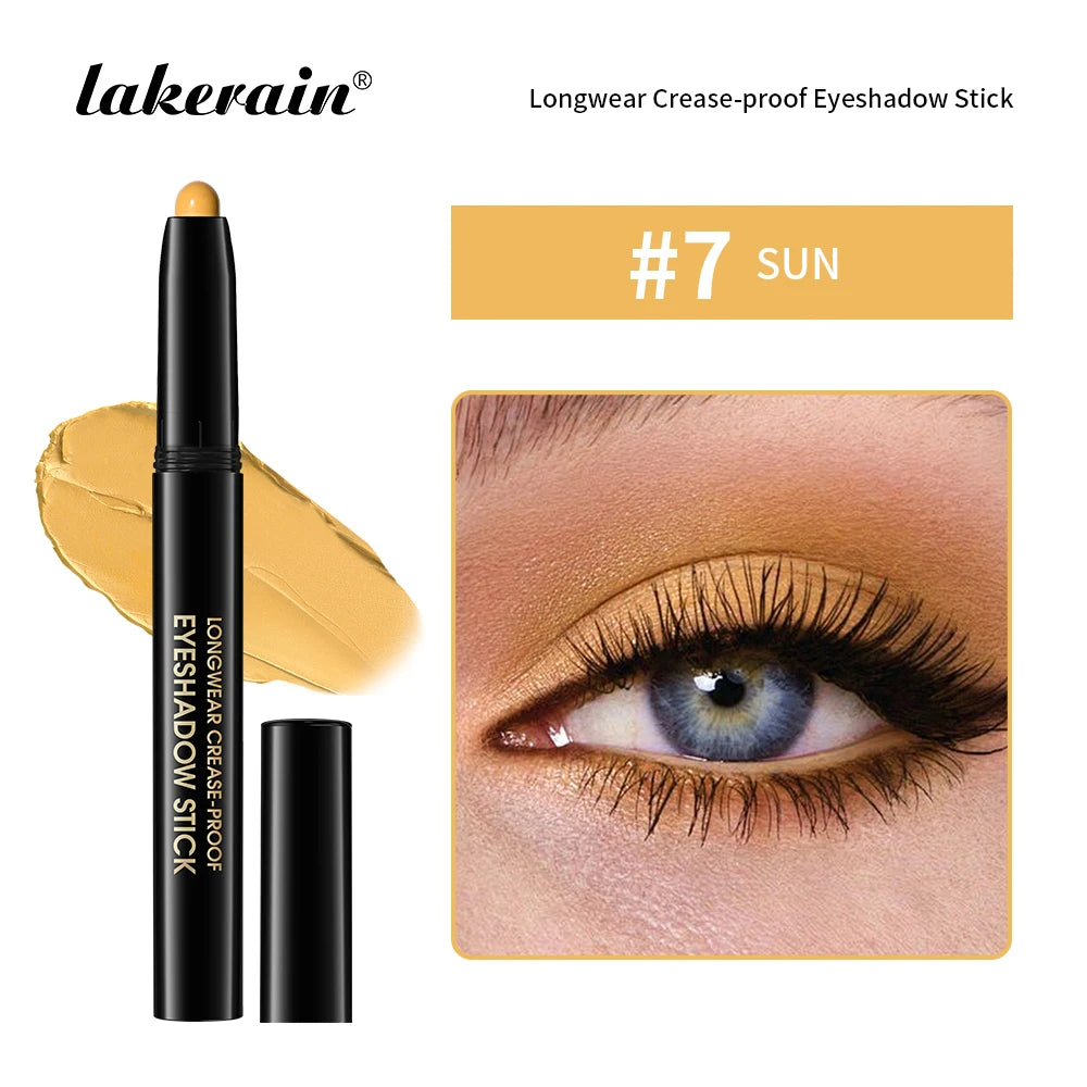 12 Colors Eyeshadow Pencil Stick Shimmer And Matte Waterproof Metallic Glitter Eye Shadow Highlighter Pencil Eyeshadow Cosmetics Peaceful Pleasures Health and Wellness 07 sun