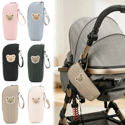 Plush Bear Baby Bottle Insulated Warmer Bag | Travel & Stroller Baby Bottle Warmer Bag Oasis Select