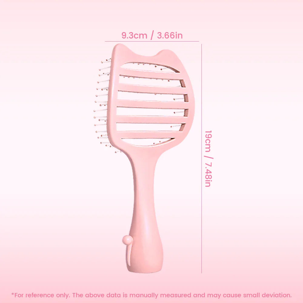 Cat-Ear Hollow Hair Brush – Anti-Static Detangling Comb