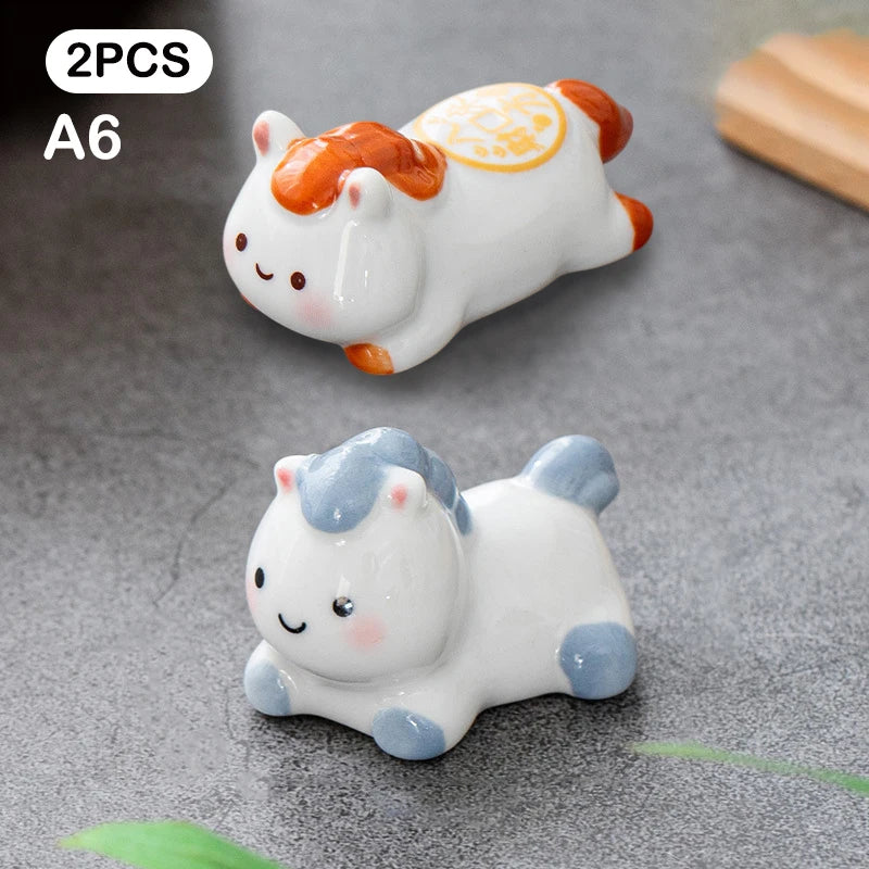 Ceramic Horse Chopstick Rest & Flatware Organizer | Table Decor Chopstick Rest Peaceful Pleasures Health and Wellness A6