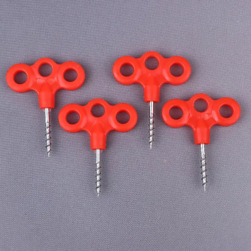 4-Pack 3-Eye Screw Tent Stakes | Stainless Steel Camping Pegs